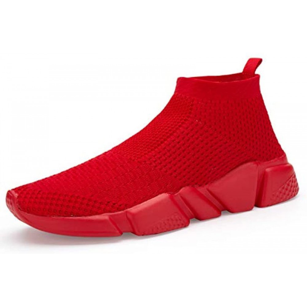 Men's Breathable Knit Slip On Sneakers Lightweight Athletic Shoes Casual Sports Shoes Red